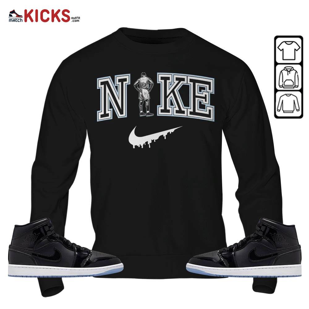 GOAT 23 Basketball Sneaker Shirt Match Space Jam 1s, Jordan 1 Mid Space Jam MKO Sweatshirt