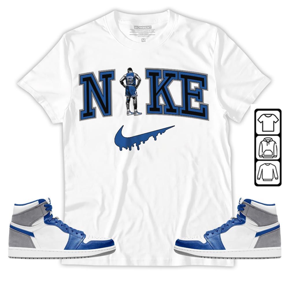 GOAT 23 Basketball Sneaker Shirt Match True Blue 1s, Jordan 1 High OG True Blue MKO T-Shirt GOAT 23 Basketball Sneaker Shirt Match True Blue 1s, Jordan 1 High OG True Blue MKO T-Shirt