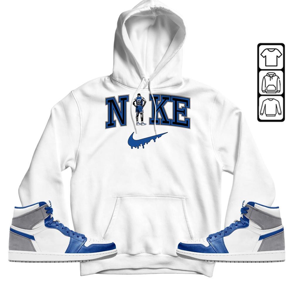 GOAT 23 Basketball Sneaker Shirt Match True Blue 1s, Jordan 1 High OG True Blue MKO T-Shirt