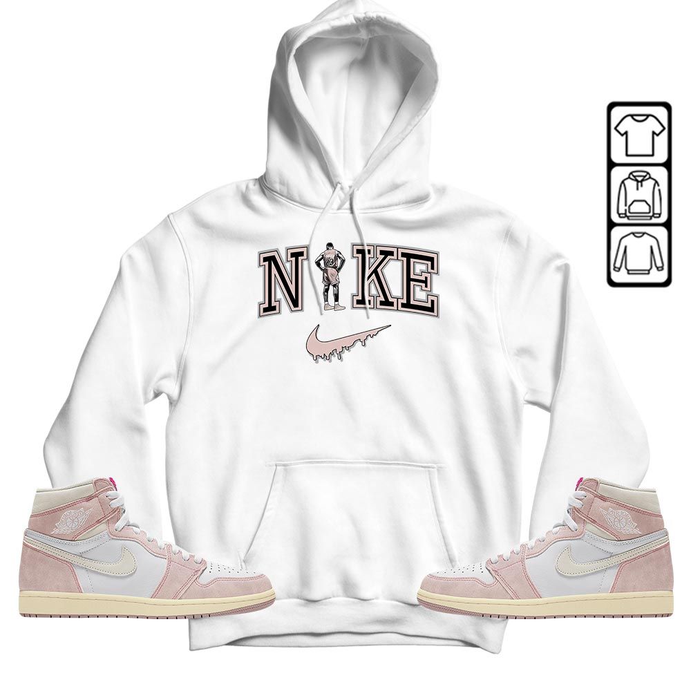 GOAT 23 Basketball Sneaker Shirt Match Washed Pink 1s, Jordan 1 High OG Washed Pink MKO T-Shirt