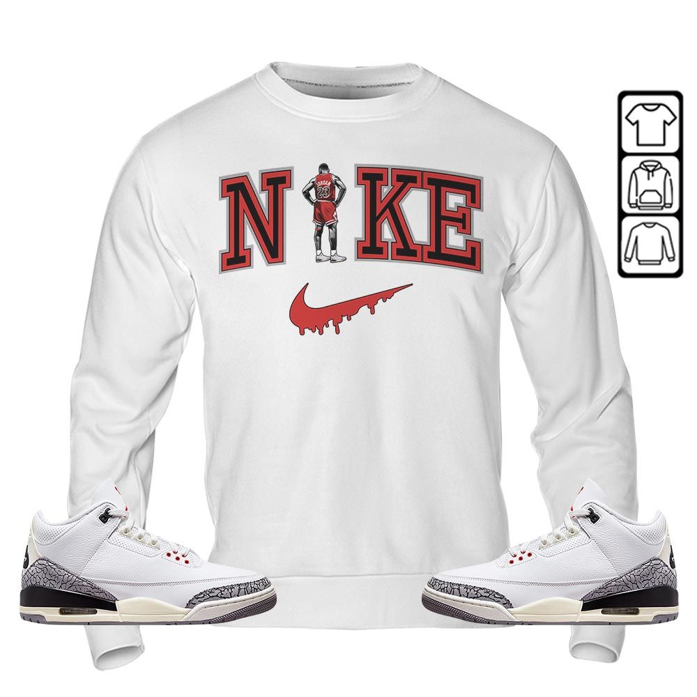 GOAT 23 Basketball Sneaker Shirt Match White Cement 3s, Jordan Retro 3 White Cement MKO T-Shirt GOAT 23 Basketball Sneaker Shirt Match White Cement 3s, Jordan Retro 3 White Cement MKO T-Shirt