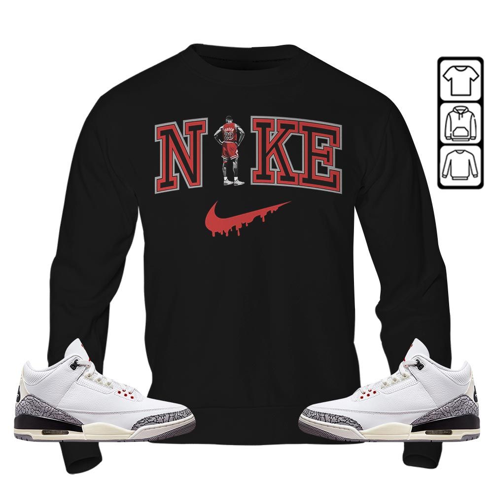 GOAT 23 Basketball Sneaker Shirt Match White Cement 3s, Jordan Retro 3 White Cement MKO T-Shirt GOAT 23 Basketball Sneaker Shirt Match White Cement 3s, Jordan Retro 3 White Cement MKO T-Shirt