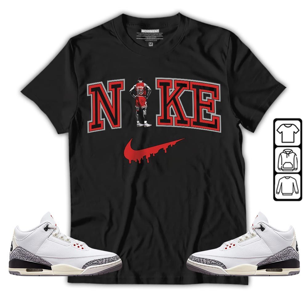 GOAT 23 Basketball Sneaker Shirt Match White Cement 3s, Jordan Retro 3 White Cement MKO T-Shirt GOAT 23 Basketball Sneaker Shirt Match White Cement 3s, Jordan Retro 3 White Cement MKO T-Shirt