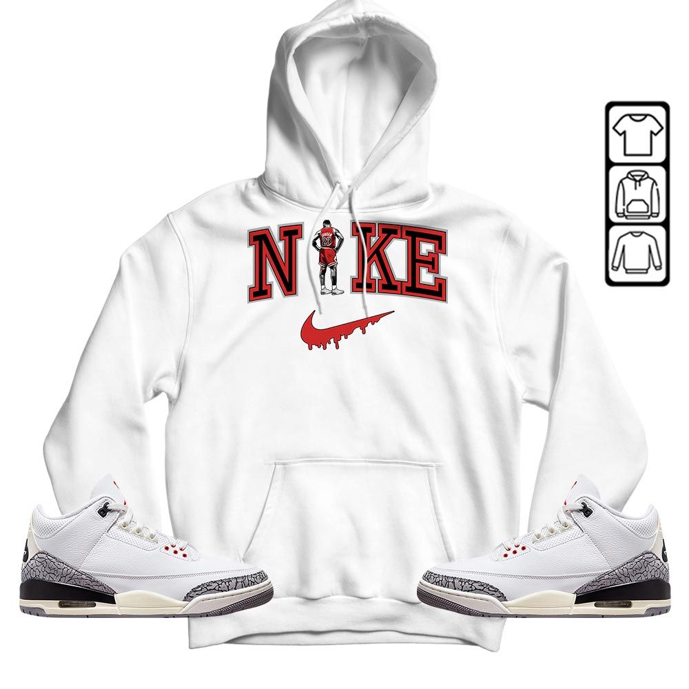 GOAT 23 Basketball Sneaker Shirt Match White Cement 3s, Jordan Retro 3 White Cement MKO T-Shirt