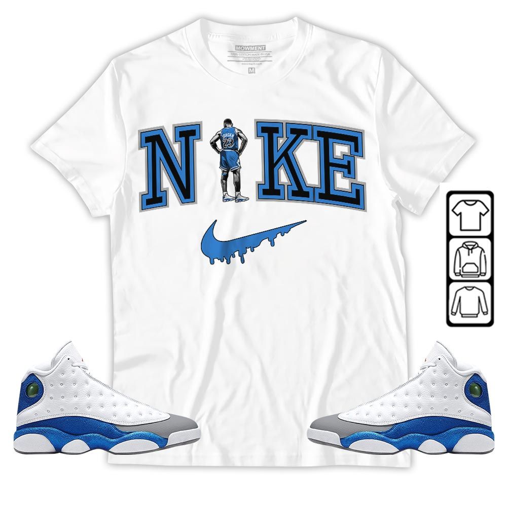 GOAT 23 Basketball Sneaker Shirt Match White French Blue 13s, Jordan 13 French Blue MKO T-Shirt GOAT 23 Basketball Sneaker Shirt Match White French Blue 13s, Jordan 13 French Blue MKO T-Shirt