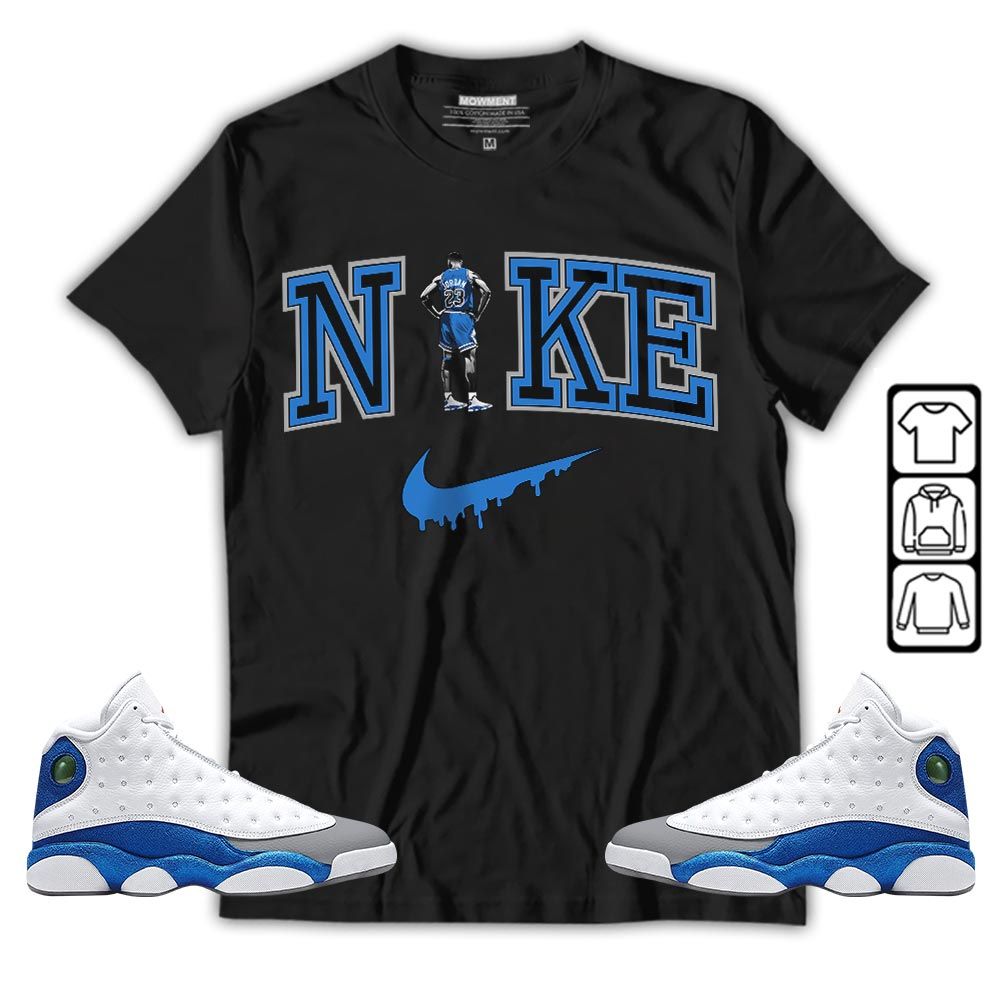 GOAT 23 Basketball Sneaker Shirt Match White French Blue 13s, Jordan 13 French Blue MKO T-Shirt GOAT 23 Basketball Sneaker Shirt Match White French Blue 13s, Jordan 13 French Blue MKO T-Shirt