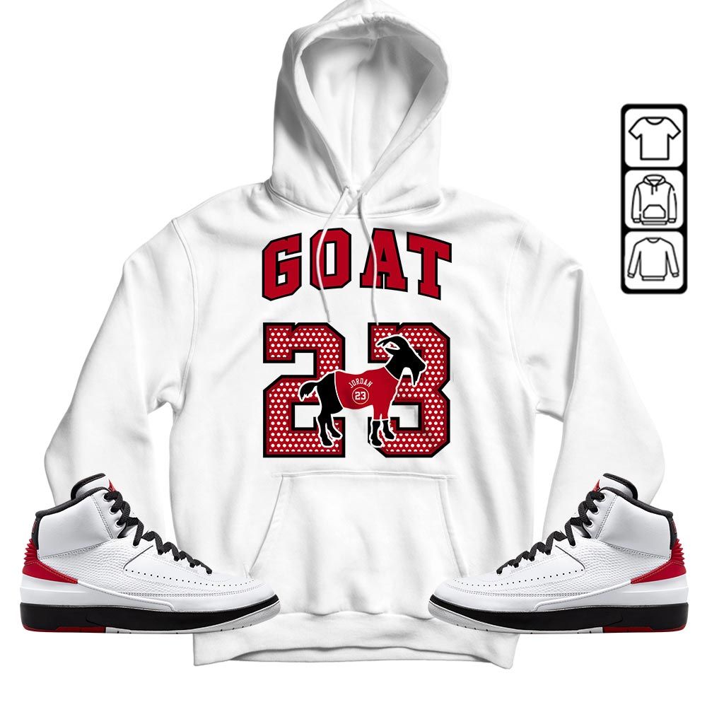 Goat 23 Jordan Sneaker Shirt Match 2 Chicago Varsity Red, Jordan Retro 2 Chicago MKO T-Shirt