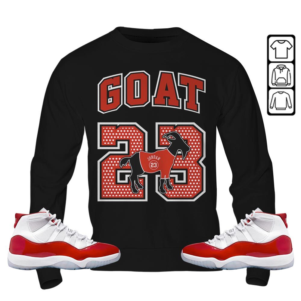 Goat 23 Jordan Sneaker Shirt Match Cherry 11s, Jordan 11 Retro Cherry MKO T-Shirt Goat 23 Jordan Sneaker Shirt Match Cherry 11s, Jordan 11 Retro Cherry MKO T-Shirt