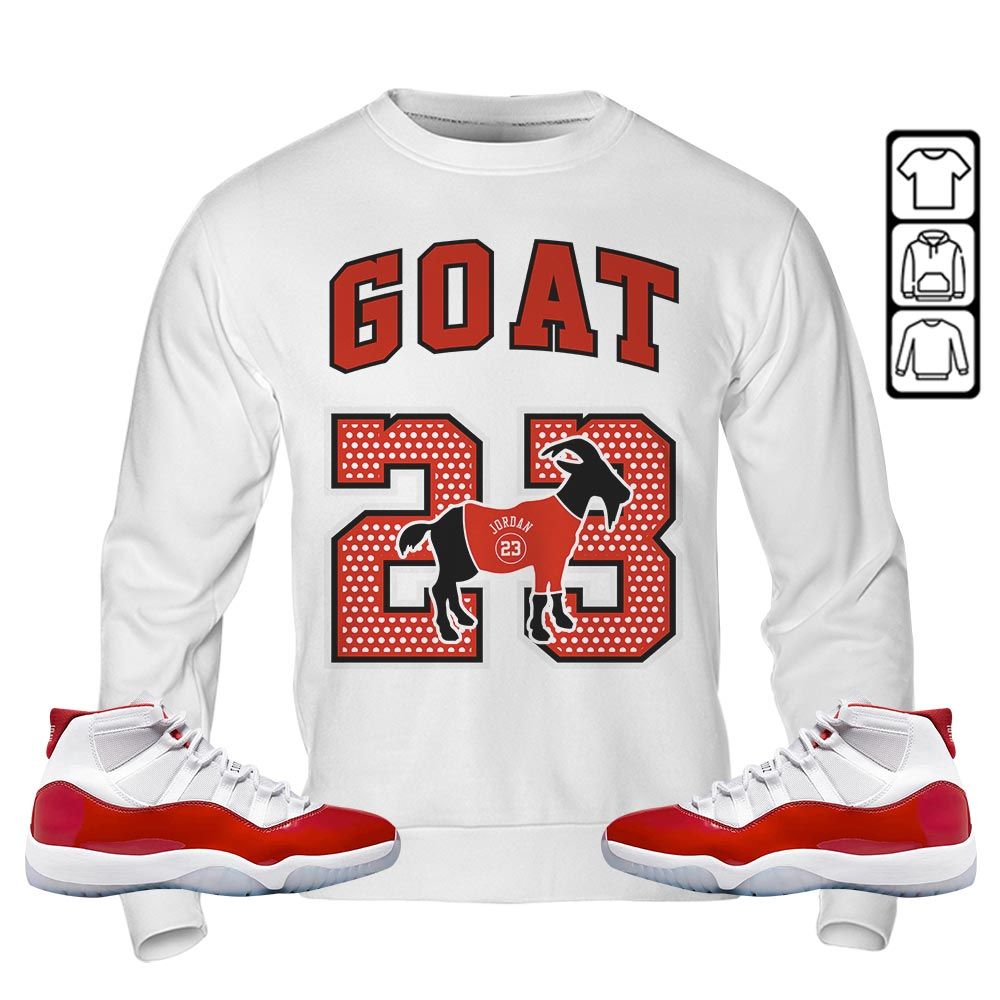 Goat 23 Jordan Sneaker Shirt Match Cherry 11s, Jordan 11 Retro Cherry MKO T-Shirt Goat 23 Jordan Sneaker Shirt Match Cherry 11s, Jordan 11 Retro Cherry MKO T-Shirt
