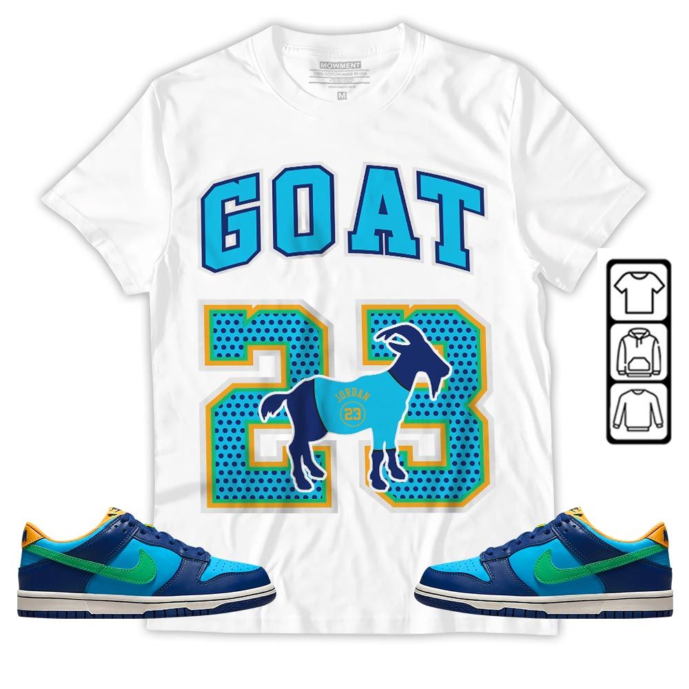 Goat 23 Jordan Sneaker Shirt Match Dunk Low GS Kyrie, Dunk Low GS Electric Algae MKO Sweatshirt