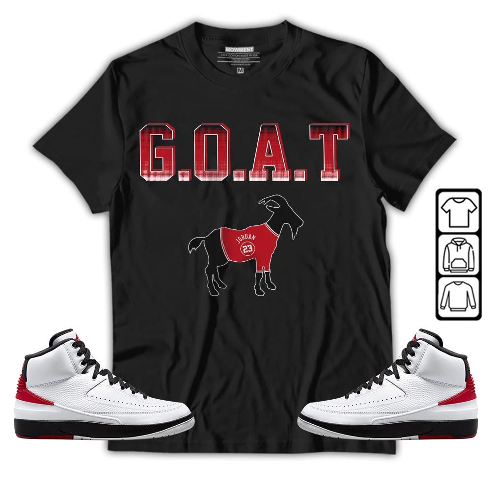 Goat Jordan Sneaker Shirt Match 2 Chicago Varsity Red, Jordan Retro 2 Chicago MKO T-Shirt