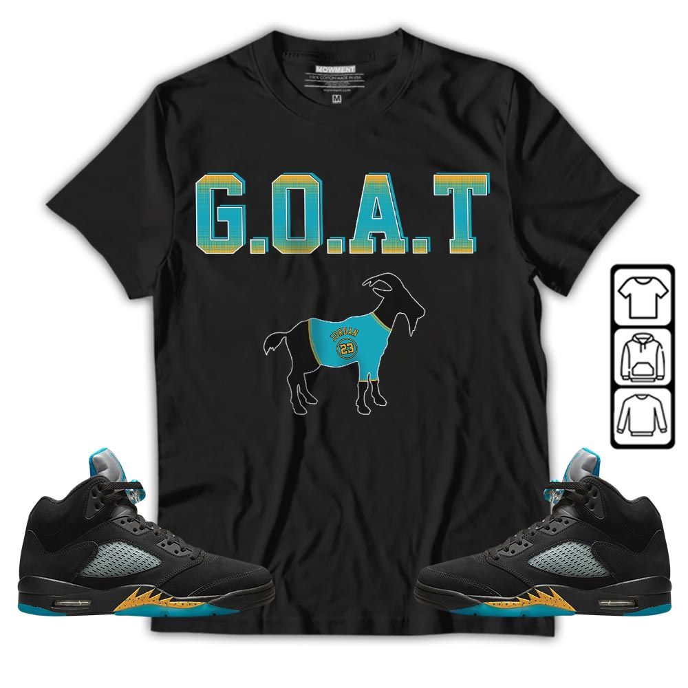 Goat Jordan Sneaker Shirt Match 2023 Retro Aqua 5s, Jordan 5 Aqua MKO T-Shirt