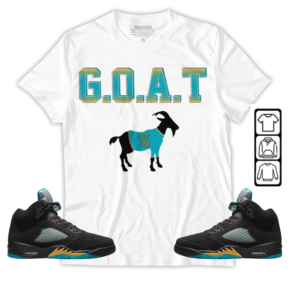 Goat Jordan Sneaker Shirt Match 2023 Retro Aqua 5s, Jordan 5 Aqua MKO T-Shirt Goat Jordan Sneaker Shirt Match 2023 Retro Aqua 5s, Jordan 5 Aqua MKO T-Shirt