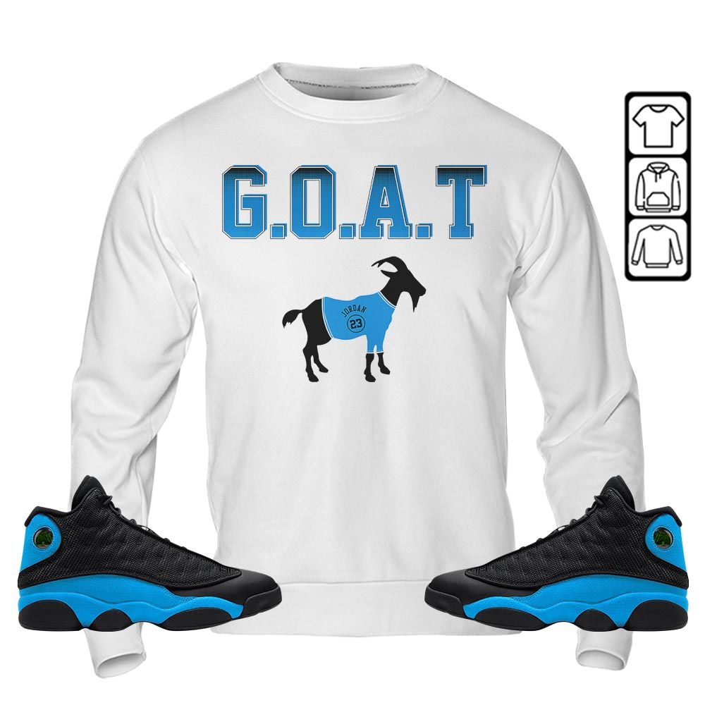 Goat Jordan Sneaker Shirt Match Black University Blue 13s, Jordan 13 Black University Blue 2022 MKO Sweatshirt Goat Jordan Sneaker Shirt Match Black University Blue 13s, Jordan 13 Black University Blue 2022 MKO Sweatshirt