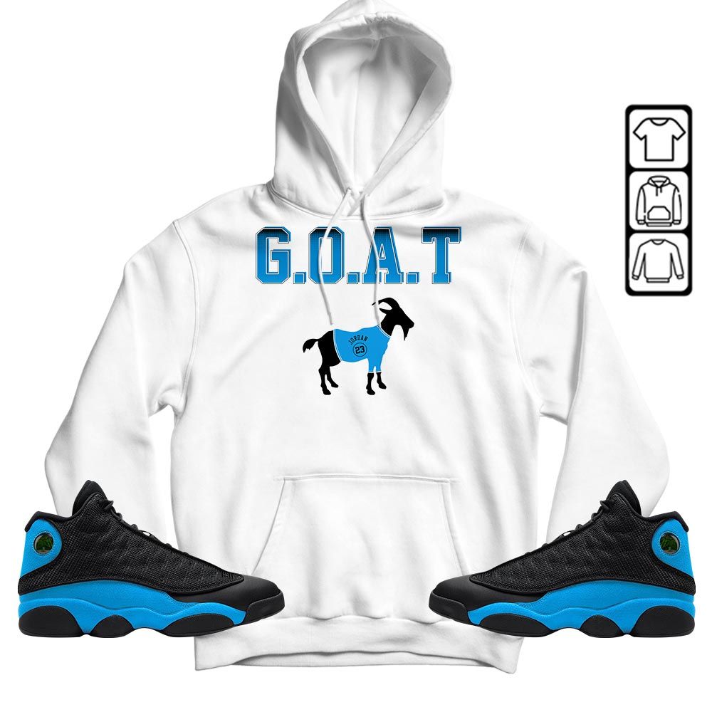 Goat Jordan Sneaker Shirt Match Black University Blue 13s, Jordan 13 Black University Blue 2022 MKO T-Shirt