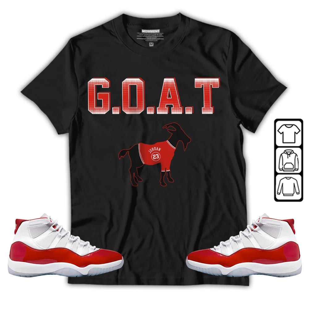 Goat Jordan Sneaker Shirt Match Cherry 11s, Jordan 11 Retro Cherry MKO T-Shirt Goat Jordan Sneaker Shirt Match Cherry 11s, Jordan 11 Retro Cherry MKO T-Shirt