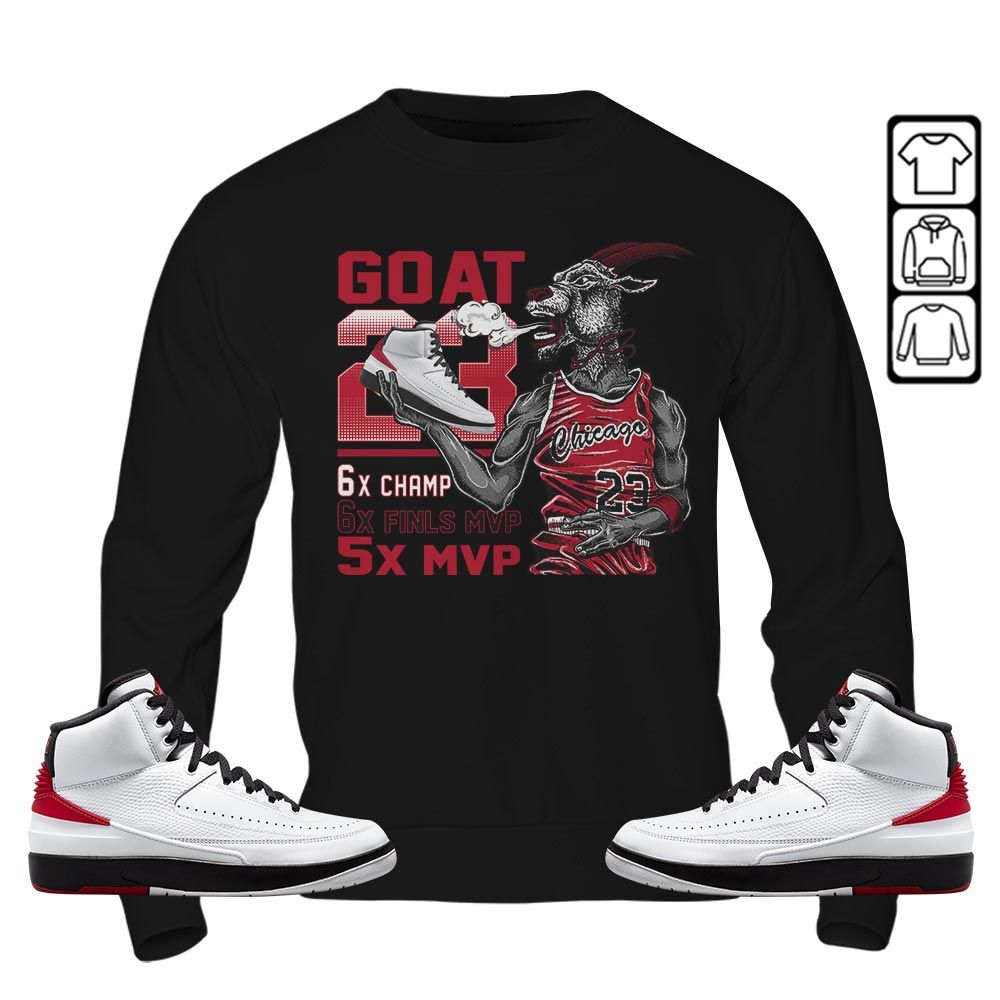 Goat MVP Sneaker Shirt Match 2 Chicago Varsity Red, Jordan Retro 2 Chicago MKO T-Shirt Goat MVP Sneaker Shirt Match 2 Chicago Varsity Red, Jordan Retro 2 Chicago MKO T-Shirt