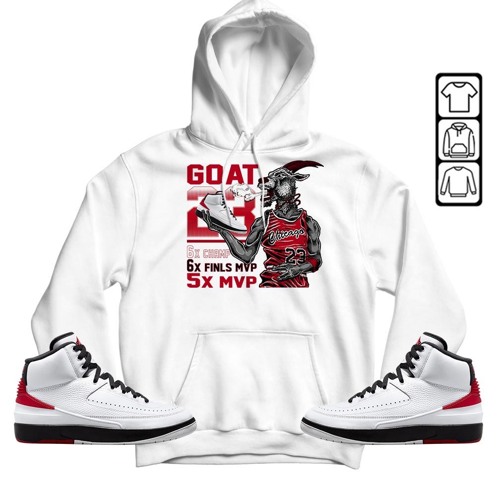 Goat MVP Sneaker Shirt Match 2 Chicago Varsity Red, Jordan Retro 2 Chicago MKO T-Shirt