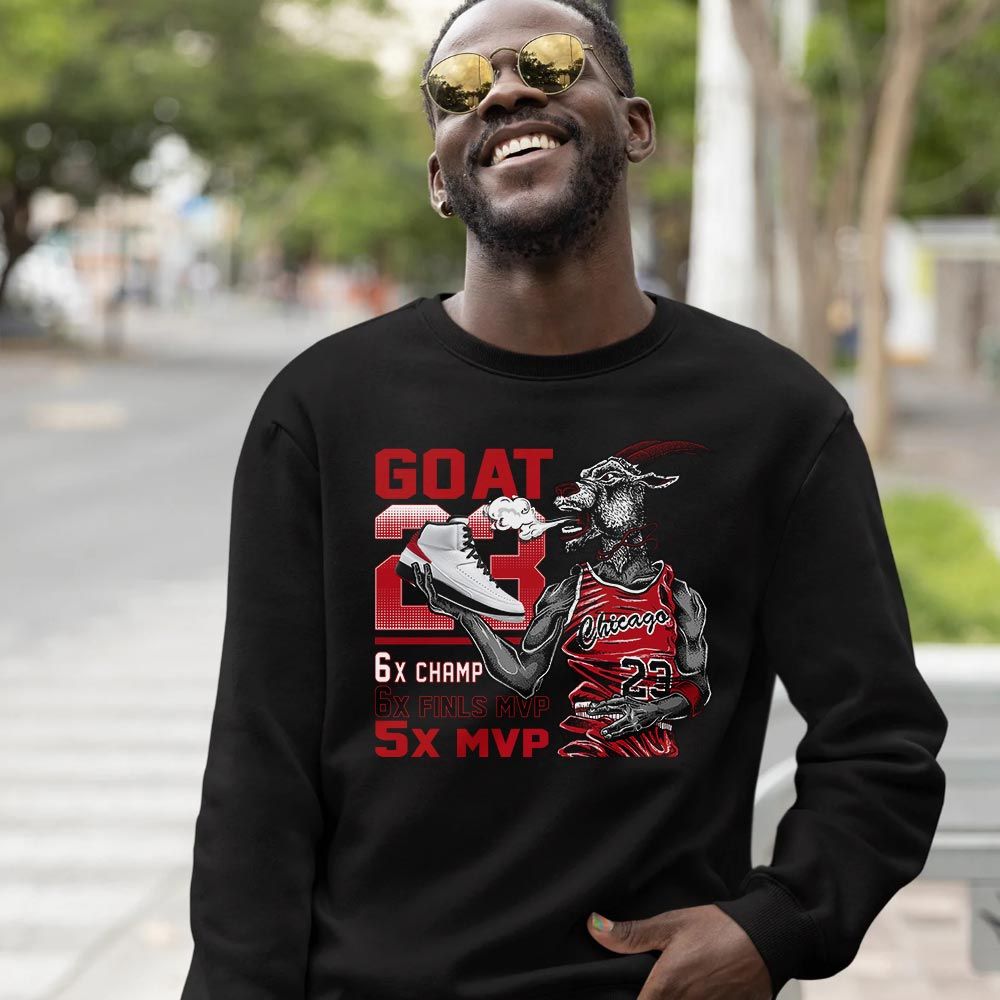 Goat MVP Sneaker Shirt Match 2 Chicago Varsity Red, Jordan Retro 2 Chicago MKO T-Shirt Goat MVP Sneaker Shirt Match 2 Chicago Varsity Red, Jordan Retro 2 Chicago MKO T-Shirt