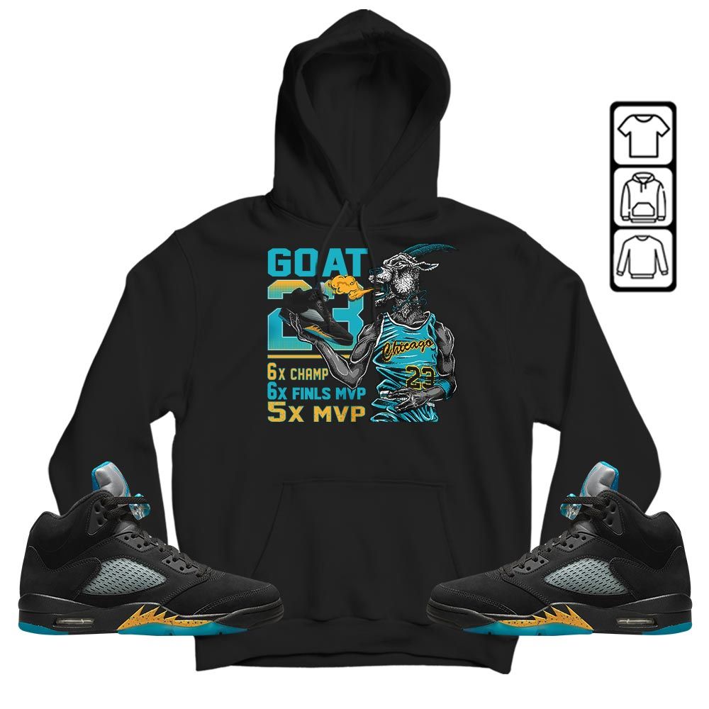 Goat MVP Sneaker Shirt Match 2023 Retro Aqua 5s, Jordan 5 Aqua MKO Sweatshirt Goat MVP Sneaker Shirt Match 2023 Retro Aqua 5s, Jordan 5 Aqua MKO Sweatshirt