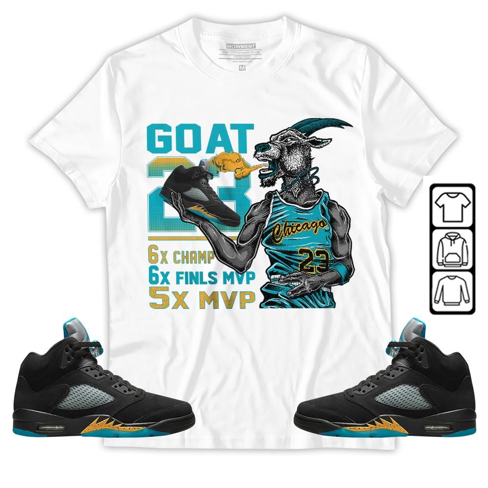 Goat MVP Sneaker Shirt Match 2023 Retro Aqua 5s, Jordan 5 Aqua MKO Sweatshirt