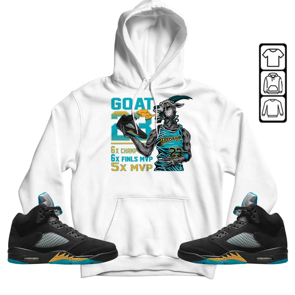 Goat MVP Sneaker Shirt Match 2023 Retro Aqua 5s, Jordan 5 Aqua MKO Sweatshirt Goat MVP Sneaker Shirt Match 2023 Retro Aqua 5s, Jordan 5 Aqua MKO Sweatshirt