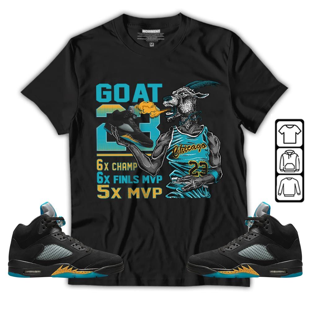 Goat MVP Sneaker Shirt Match 2023 Retro Aqua 5s, Jordan 5 Aqua MKO Sweatshirt Goat MVP Sneaker Shirt Match 2023 Retro Aqua 5s, Jordan 5 Aqua MKO Sweatshirt