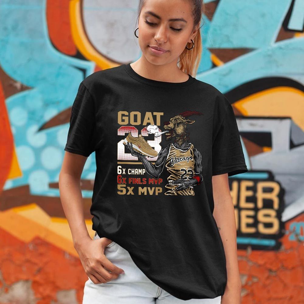 Goat MVP Sneaker Shirt Match Air Max 97 Metallic Gold, Air Max 97 Gold Bullet MKO T-Shirt Goat MVP Sneaker Shirt Match Air Max 97 Metallic Gold, Air Max 97 Gold Bullet MKO T-Shirt