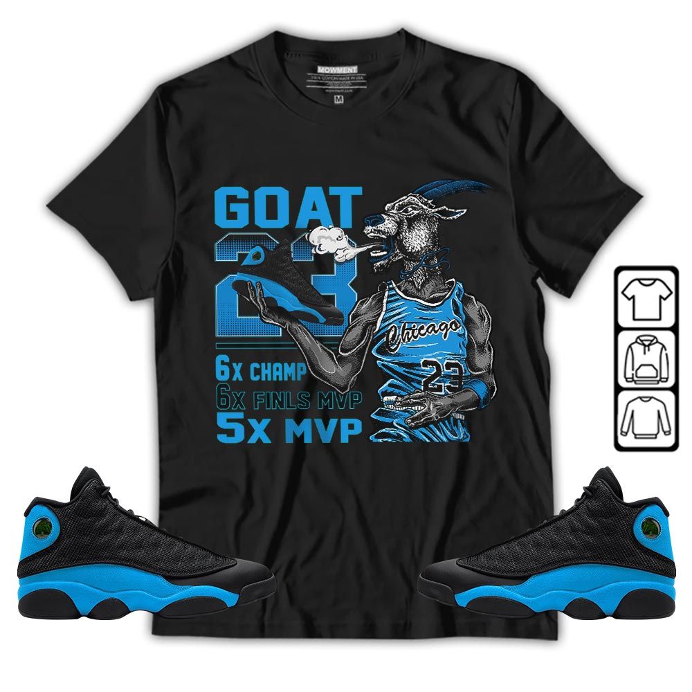 Goat MVP Sneaker Shirt Match Black University Blue 13s, Jordan 13 Black University Blue 2022 MKO Sweatshirt Goat MVP Sneaker Shirt Match Black University Blue 13s, Jordan 13 Black University Blue 2022 MKO Sweatshirt