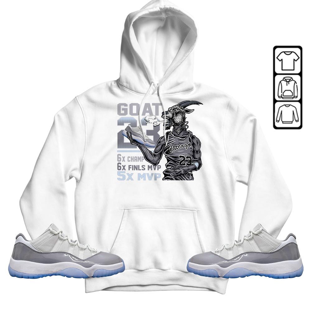Goat MVP Sneaker Shirt Match Cement Grey 11s, Jordan 11 Low Cement Grey MKO T-Shirt