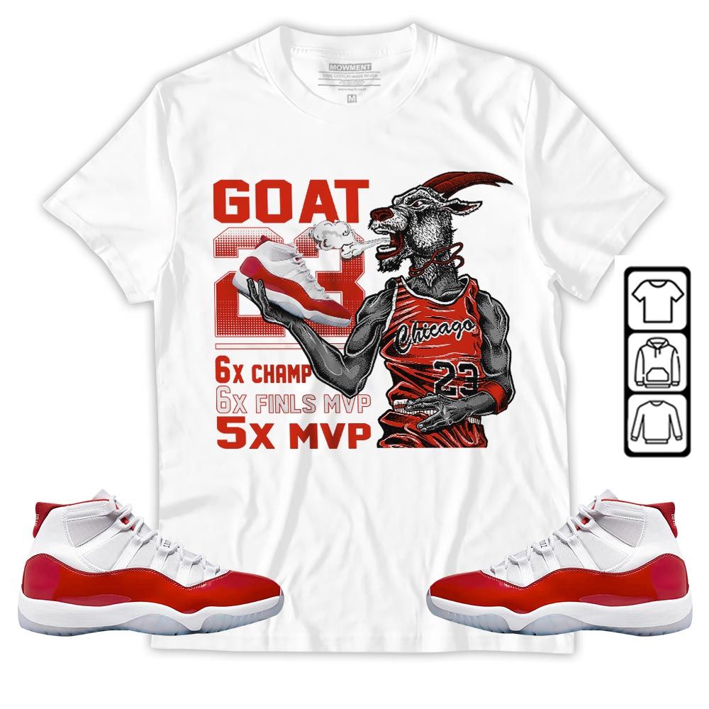 Goat MVP Sneaker Shirt Match Cherry 11s, Jordan 11 Retro Cherry MKO T-Shirt Goat MVP Sneaker Shirt Match Cherry 11s, Jordan 11 Retro Cherry MKO T-Shirt