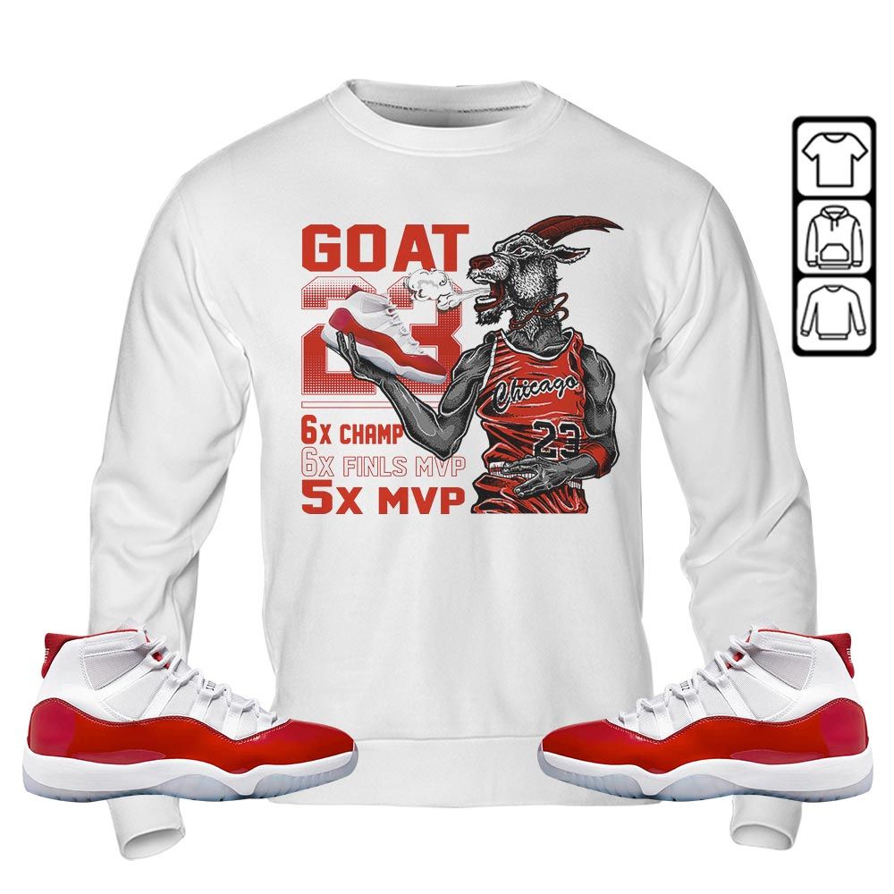 Goat MVP Sneaker Shirt Match Cherry 11s, Jordan 11 Retro Cherry MKO T-Shirt Goat MVP Sneaker Shirt Match Cherry 11s, Jordan 11 Retro Cherry MKO T-Shirt