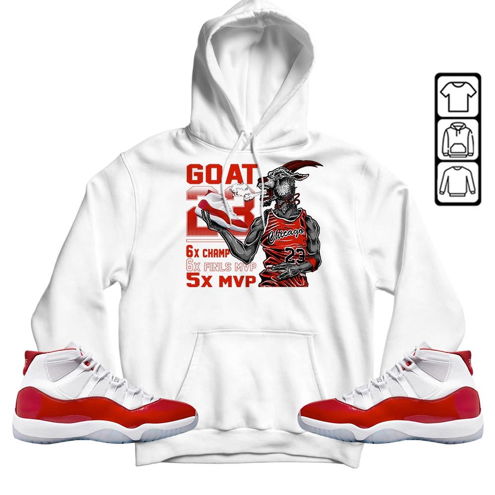 Goat MVP Sneaker Shirt Match Cherry 11s, Jordan 11 Retro Cherry MKO T-Shirt