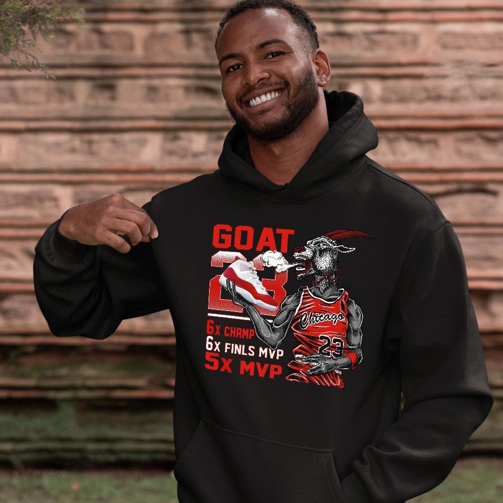 Goat MVP Sneaker Shirt Match Cherry 11s, Jordan 11 Retro Cherry MKO T-Shirt Goat MVP Sneaker Shirt Match Cherry 11s, Jordan 11 Retro Cherry MKO T-Shirt