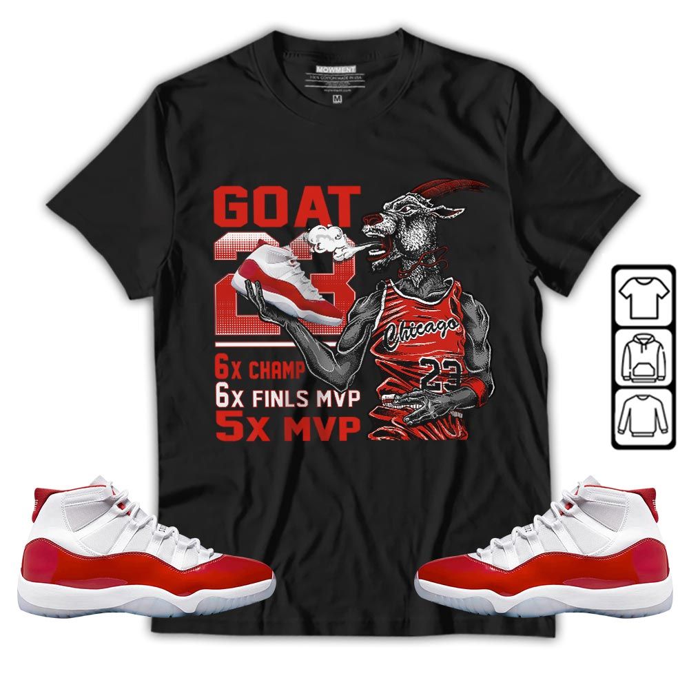 Goat MVP Sneaker Shirt Match Cherry 11s, Jordan 11 Retro Cherry MKO T-Shirt Goat MVP Sneaker Shirt Match Cherry 11s, Jordan 11 Retro Cherry MKO T-Shirt