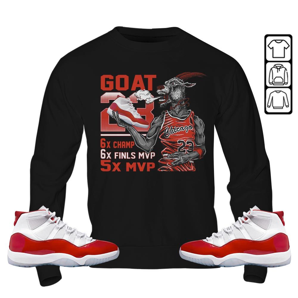 Goat MVP Sneaker Shirt Match Cherry 11s, Jordan 11 Retro Cherry MKO T-Shirt Goat MVP Sneaker Shirt Match Cherry 11s, Jordan 11 Retro Cherry MKO T-Shirt