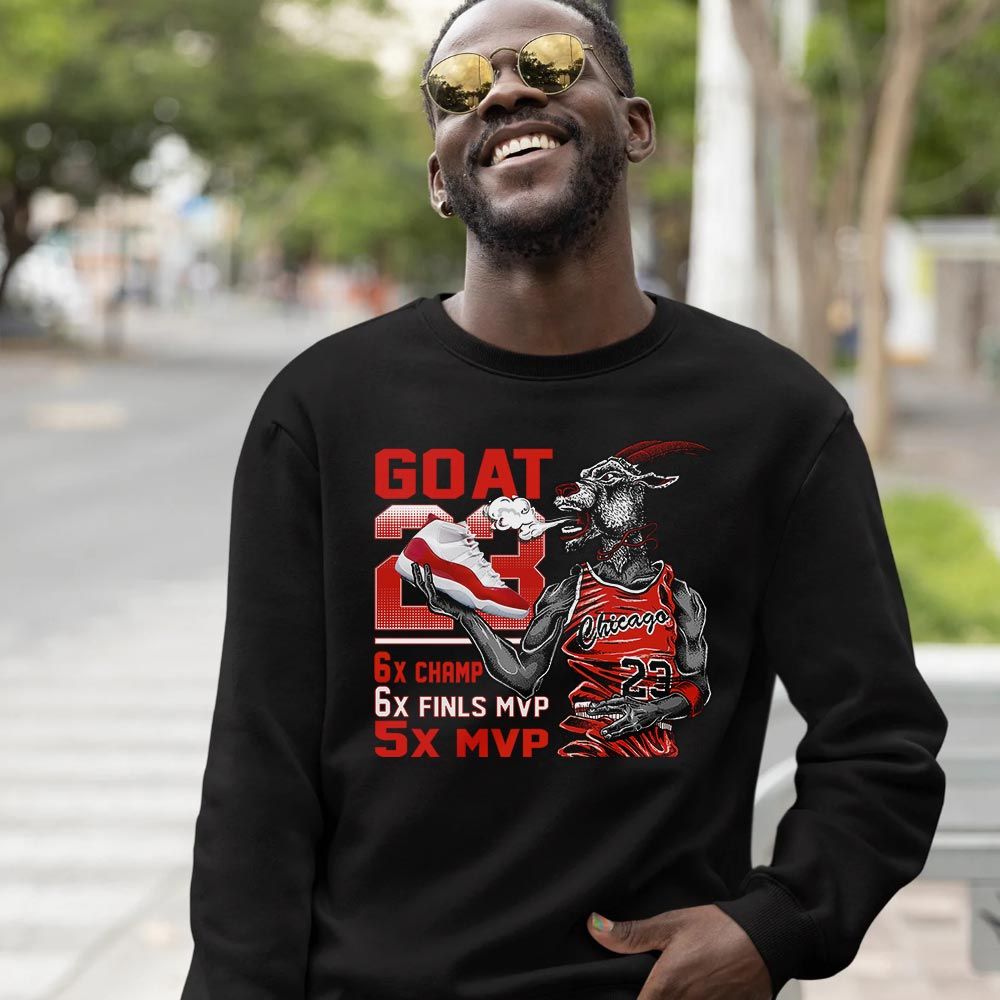 Goat MVP Sneaker Shirt Match Cherry 11s, Jordan 11 Retro Cherry MKO T-Shirt Goat MVP Sneaker Shirt Match Cherry 11s, Jordan 11 Retro Cherry MKO T-Shirt