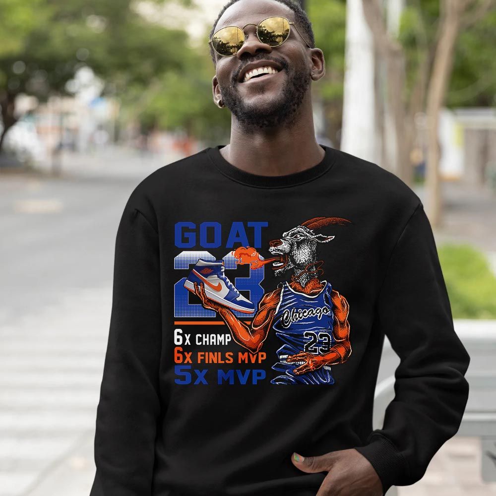 Goat MVP Sneaker Shirt Match Mid Knicks 1s, Jordan 1 Mid Knicks MKO T-Shirt Goat MVP Sneaker Shirt Match Mid Knicks 1s, Jordan 1 Mid Knicks MKO T-Shirt