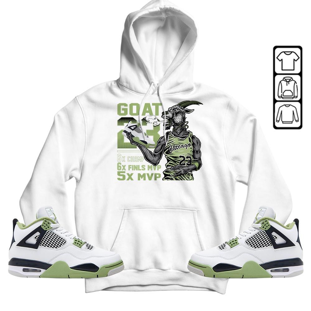 Goat MVP Sneaker Shirt Match Retro Oil Green 4s, Jordan 4 Oil Green MKO T-Shirt
