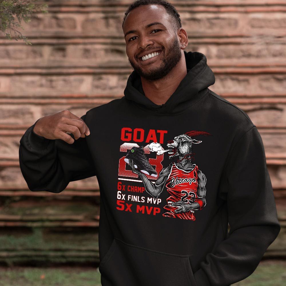 Goat MVP Sneaker Shirt Match Retro Playoffs 13s, Jordan 13 Playoffs MKO Hoodie Goat MVP Sneaker Shirt Match Retro Playoffs 13s, Jordan 13 Playoffs MKO Hoodie