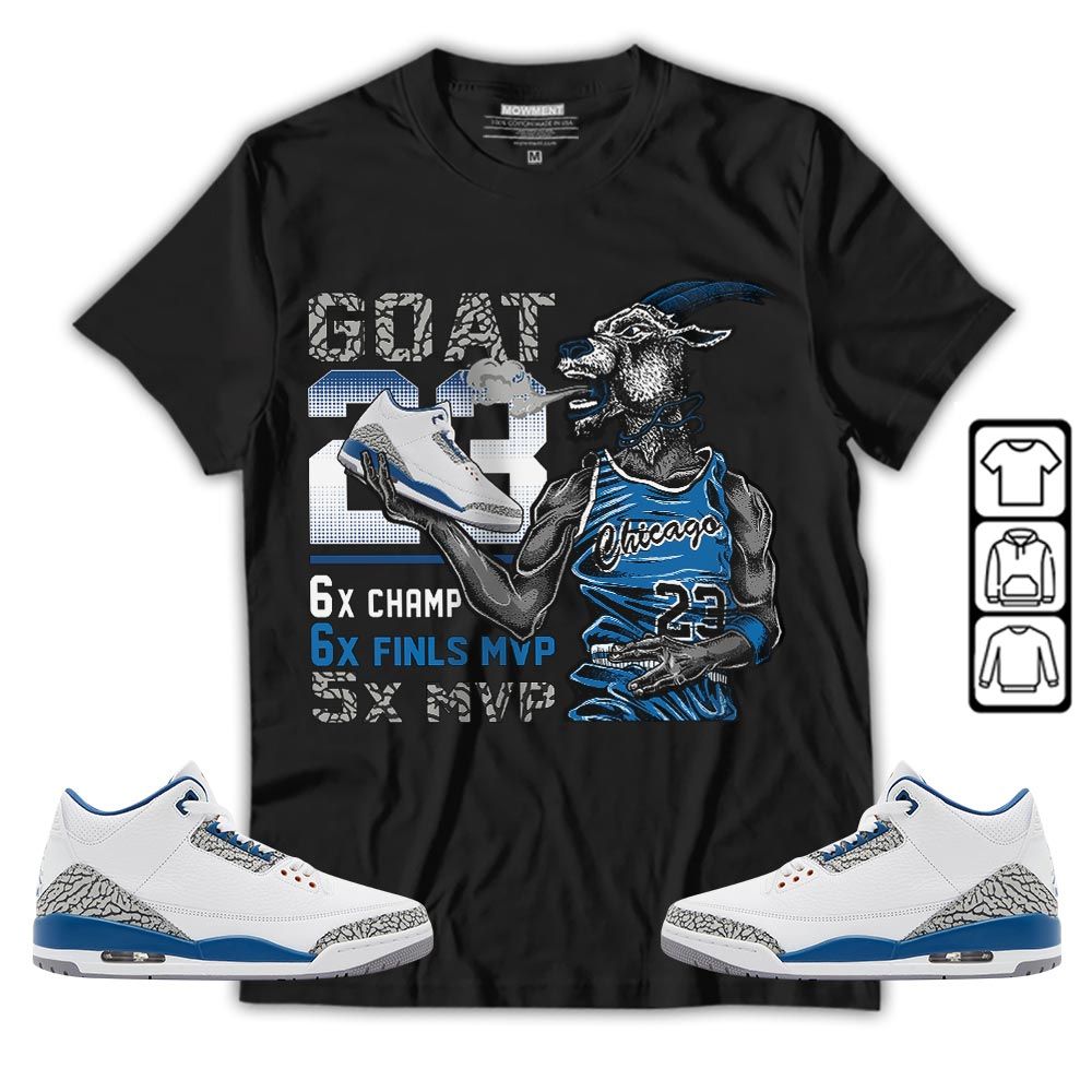 Goat MVP Sneaker Shirt Match Wizards 3s, Jordan Retro 3 Wizards MKO T-Shirt Goat MVP Sneaker Shirt Match Wizards 3s, Jordan Retro 3 Wizards MKO T-Shirt