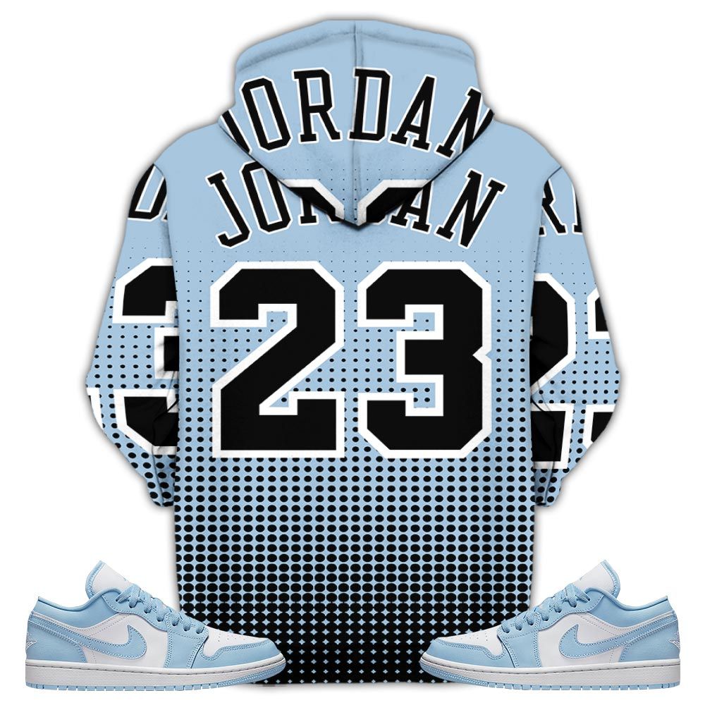 Goat Number 23 Sneaker Shirt Match 1 Low Gets Icy, Jordan 1 Low Ice Blue Hoodie Sweatshirt Tee All Over Print MKO Shirt