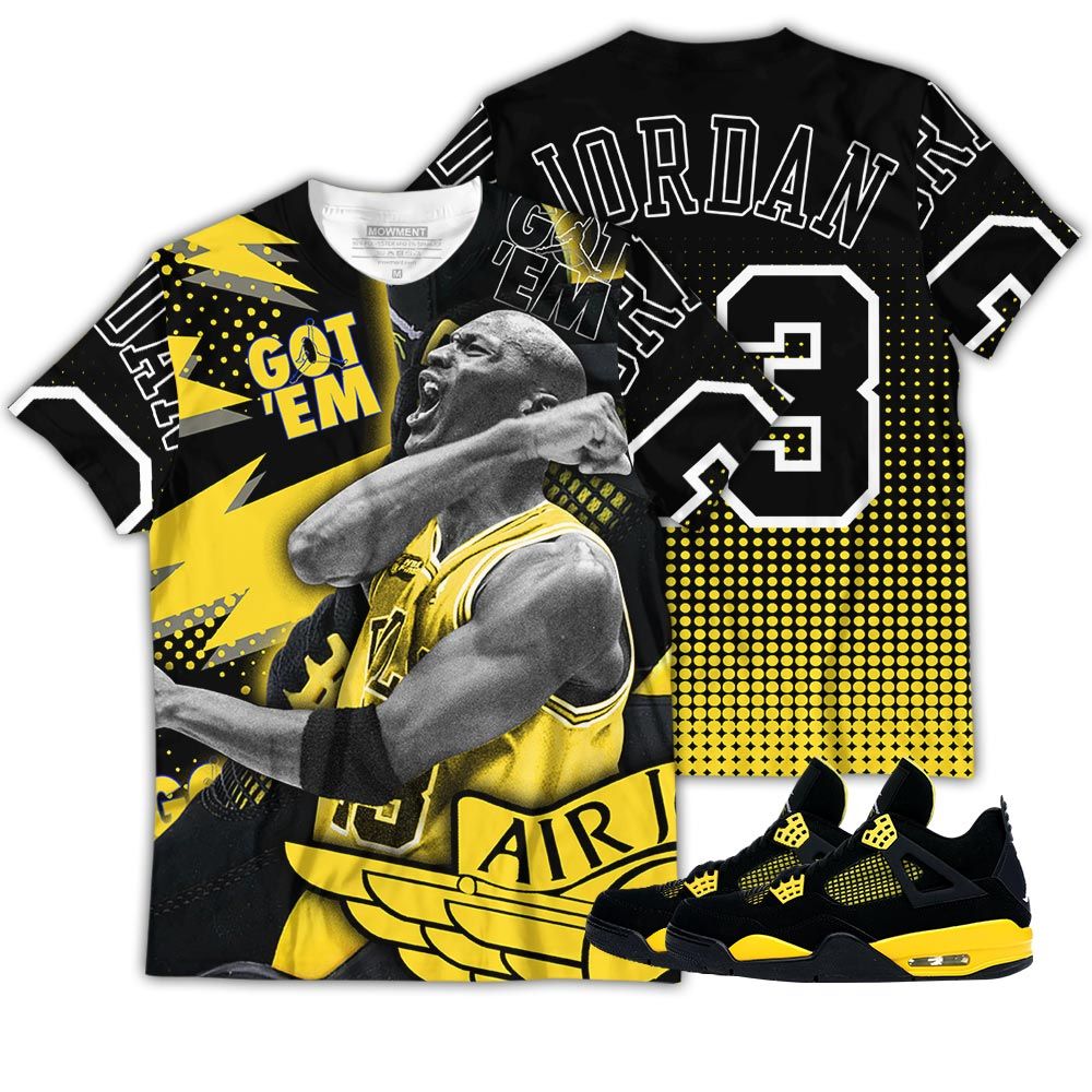 Goat Number 23 Sneaker Shirt Match 2023 Thunder 4S, Jordan Retro 4 Thunder Hoodie Sweatshirt Tee All Over Print MKO Shirt Goat Number 23 Sneaker Shirt Match 2023 Thunder 4S, Jordan Retro 4 Thunder Hoodie Sweatshirt Tee All Over Print MKO Shirt