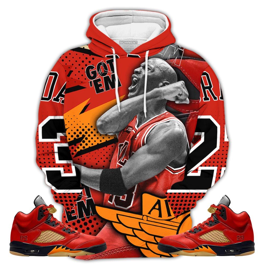 Goat Number 23 Sneaker Shirt Match 5 Dunk On Mars, Jordan 5 Mars For Her Hoodie Sweatshirt Tee All Over Print MKO Shirt