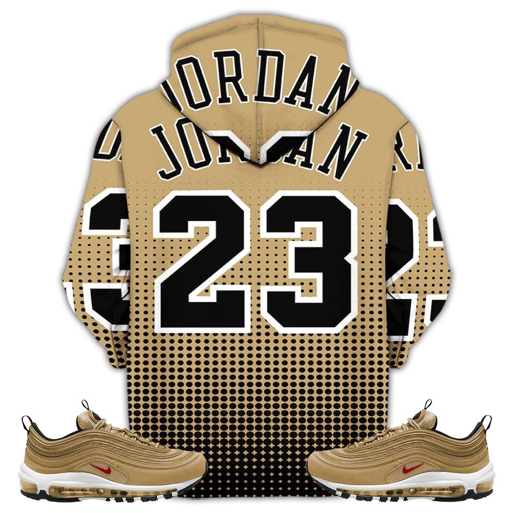 Goat Number 23 Sneaker Shirt Match Air Max 97 Metallic Gold, Air Max 97 Gold Bullet Hoodie Sweatshirt Tee All Over Print MKO Shirt