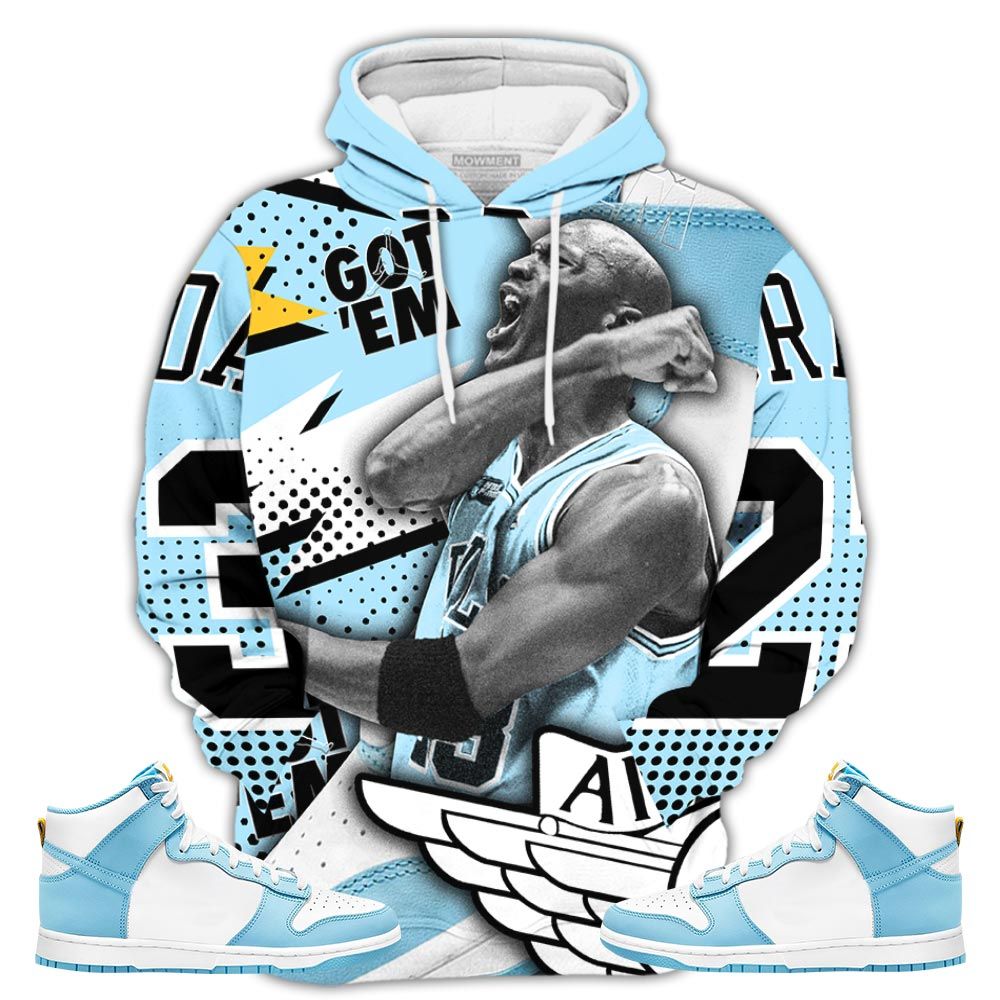 Goat Number 23 Sneaker Shirt Match Dunk High Blue Chill, Dunk High Homer Simpson Hoodie Sweatshirt Tee All Over Print MKO Shirt