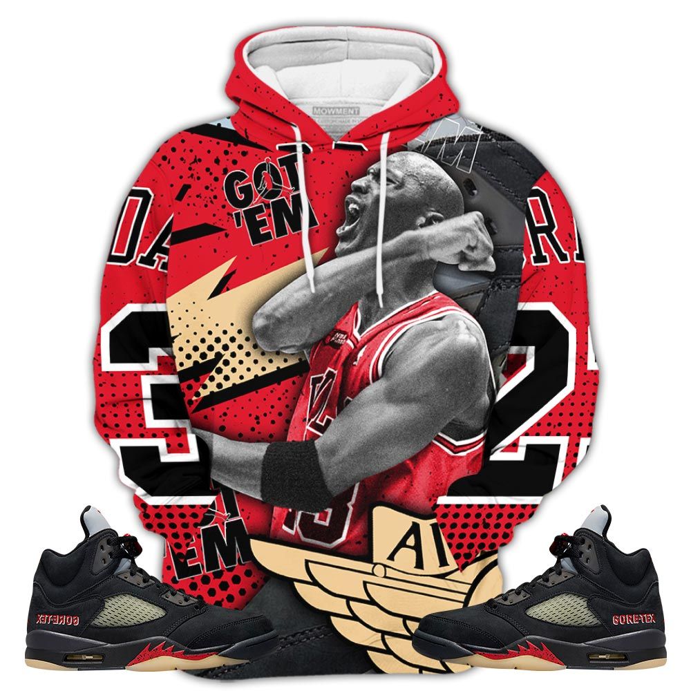 Goat Number 23 Sneaker Shirt Match Gore-Tex 5S, Jordan 5 Gore-Tex Off Noir Hoodie Sweatshirt Tee All Over Print MKO Shirt Goat Number 23 Sneaker Shirt Match Gore-Tex 5S, Jordan 5 Gore-Tex Off Noir Hoodie Sweatshirt Tee All Over Print MKO Shirt