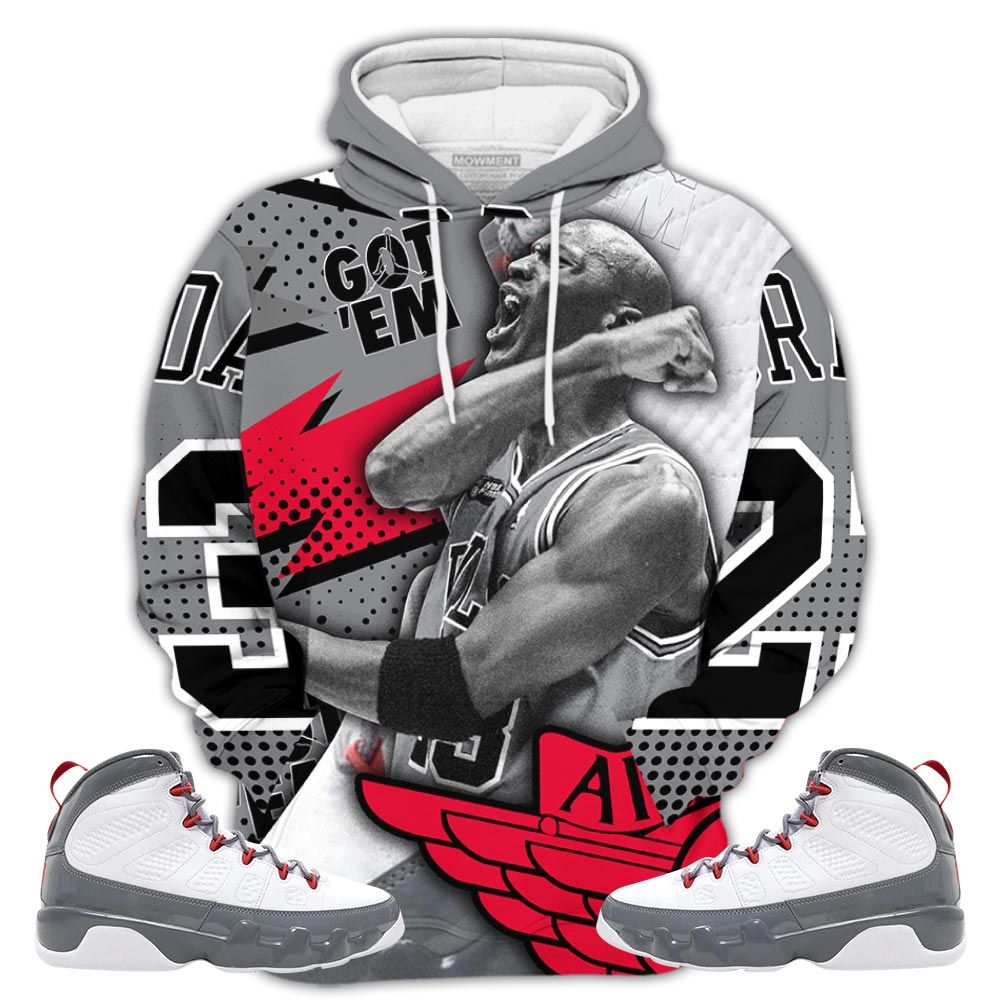 Goat Number 23 Sneaker Shirt Match Grey Fire Red 9S, Jordan 9 Retro Fire Red Hoodie Sweatshirt Tee All Over Print MKO Shirt Goat Number 23 Sneaker Shirt Match Grey Fire Red 9S, Jordan 9 Retro Fire Red Hoodie Sweatshirt Tee All Over Print MKO Shirt
