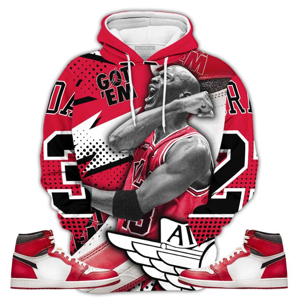 Goat Number 23 Sneaker Shirt Match High Og Chicago 1S, Jordan 1 Lost Found Chicago Hoodie Sweatshirt Tee All Over Print MKO Shirt