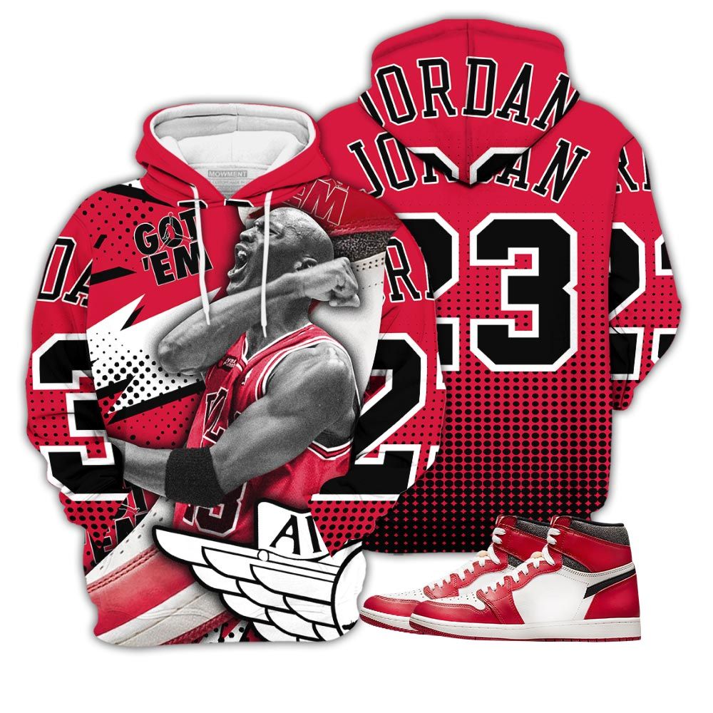 Goat Number 23 Sneaker Shirt Match High Og Chicago 1S, Jordan 1 Lost Found Chicago Hoodie Sweatshirt Tee All Over Print MKO Shirt